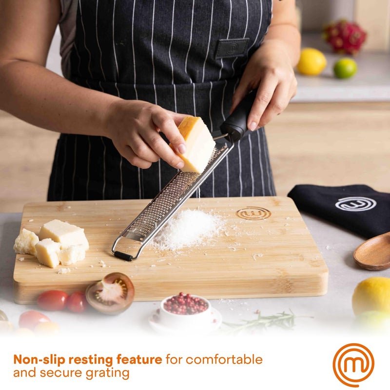 MasterChef Zester Grater with Handle  Kitchen Tool for Zesting Citrus Fruits & Finely Grating Parmesan Cheese  Garlic  Ginger  Coconut  Nutmeg  Wasabi  Chocolate etc  Stainless Steel - Image 3
